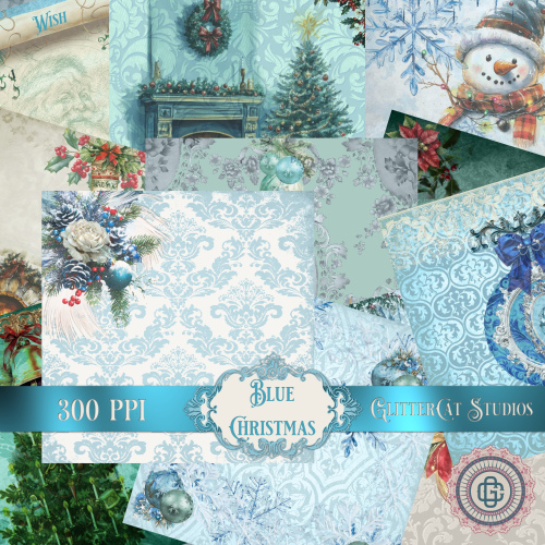 Blue Christmas 12" x 12" Papers