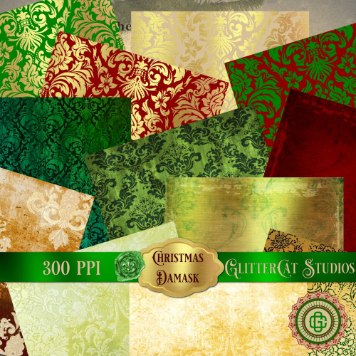 Christmas Damask 12" x 12" Papers